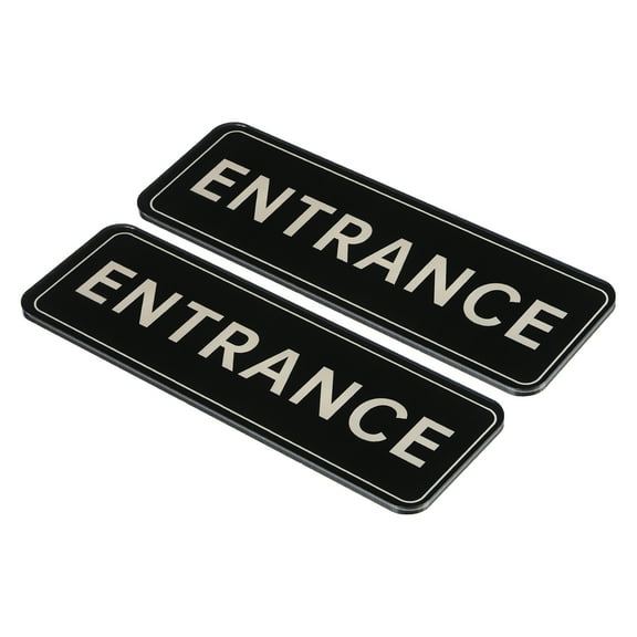 Uxcell 9"x3" ENTRANCE Sign Acrylic Self Adhesive Door Sticker Wall Sign Black 2 Pack