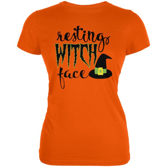 Halloween Resting Witch Face Women's Juniors Soft T Shirt