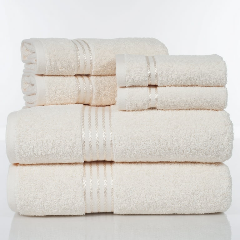 Lavish Home 100% Cotton Plush 8-Piece Bath Towel Set - White