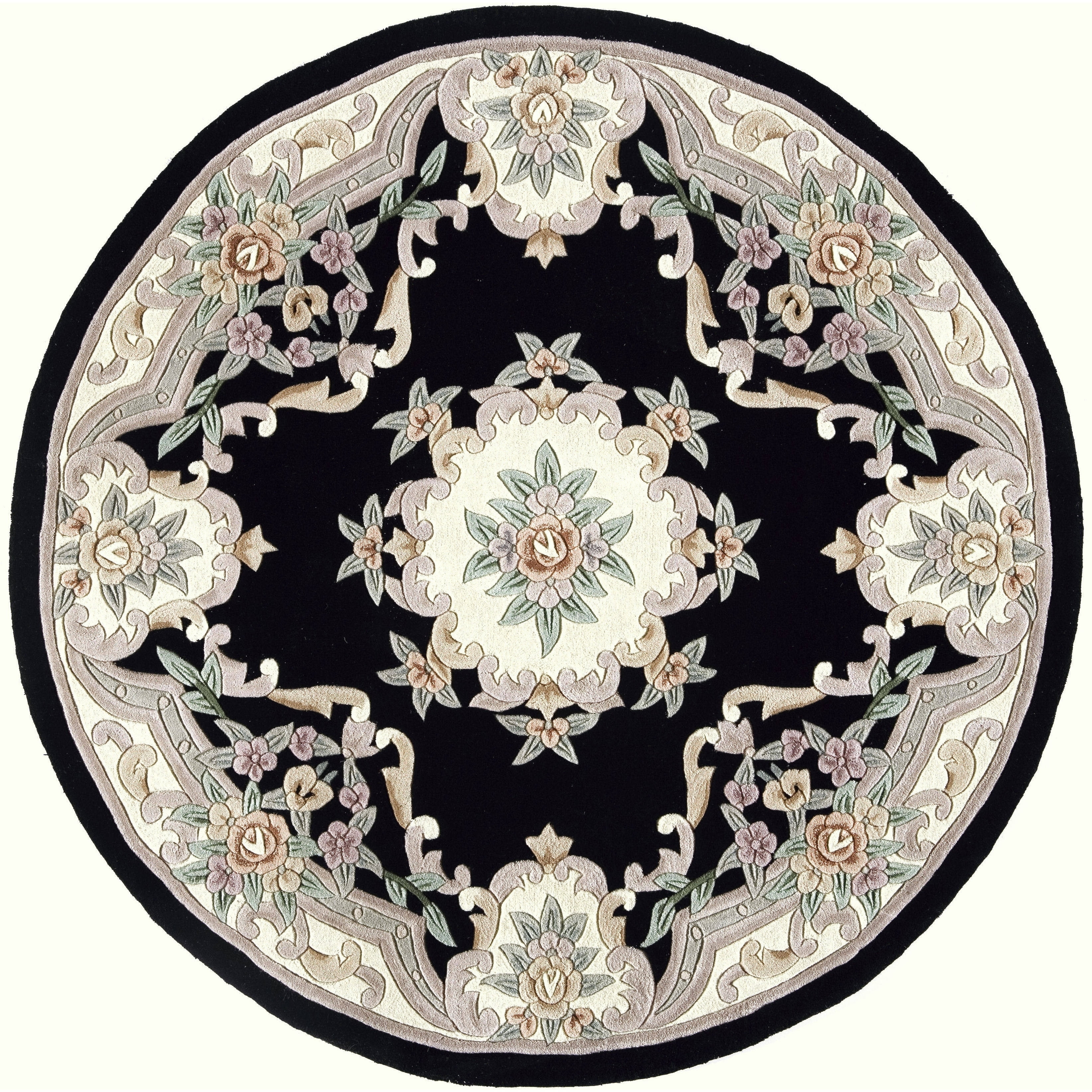 Rugs America New Aubusson Collection Black 510320 Traditional European