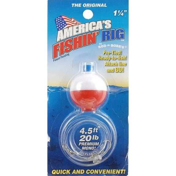 Rod-N-Bobb Original Fishin' Rig, Red/White, 1-1/4"