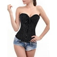 thumbnail image 3 of DODOING Women Satin Lace Sexy Bustier Corset Basque Lace Up Lingerie G-string Set S-6XL, 3 of 6
