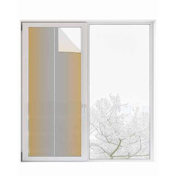 Window Privacy Film,Orange Grey Ombre UV Sun Blocking Window Tint Film Heat Control One Way Blackout Window Film,Orange Gradient Abstract Modern Minimalism Art Non Adhesive Static Cling 29.5x78.7 In