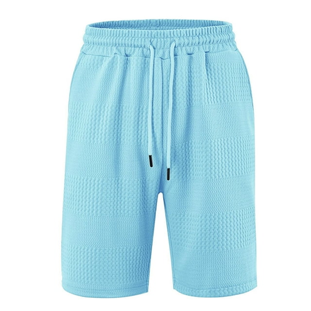asjyhkr Mens Workout Shorts Ribbed Drawstring Elastic Waisted Shorts with Pockets Stretch Gym Beach Shorts