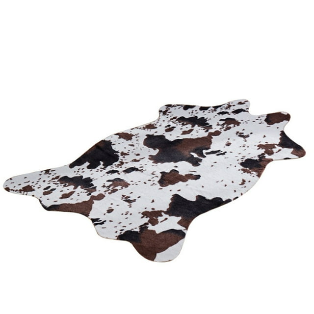 Alfombra de piel de vaca sintética de alta densidad con estampado animal, para decoración de sala de estar de estilo occidental, base antideslizante y diseño liviano, artesanía mejorada (110 x 75 cm)