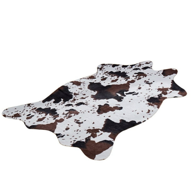 Alfombra de piel de vaca sintética de alta densidad con estampado animal, para decoración de sala de estar de estilo occidental, base antideslizante y diseño liviano, artesanía mejorada (110 x 75 cm)