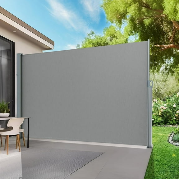 NAWAY 71'' x 118'' Retractable Side Awning, 280 GSM Retractable Folding Privacy Screen Waterproof & UV-Resistant Privacy Awning for Outdoor-Light Grey