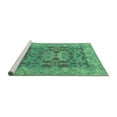 thumbnail image 2 of Ahgly Company Machine Washable Indoor Rectangle Oriental Turquoise Blue Traditional Area Rugs, 7' x 10', 2 of 4