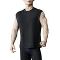 thumbnail image 4 of Turilly Men's Leisure Sport Lightweight Fitness Knit Sleeveless Shirt Threaded Strip High Stretch Crew-Neck Tank Top, 4 of 6