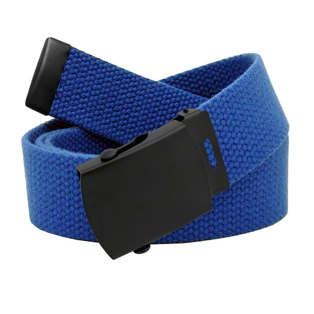 Men's Black Slider Military Belt Buckle with Canvas  Belt Small