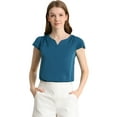 thumbnail image 1 of Camiseta Manga Tulipán Cuello En V Básico Para Mujer Azul índigo L, 1 of 5