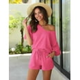 thumbnail image 5 of EKOUAER Pajamas 2 Piece V-Neck Lounge Sets Matching Outfits Shorts Sleepwear Loungewear Set with Pockets, 5 of 6