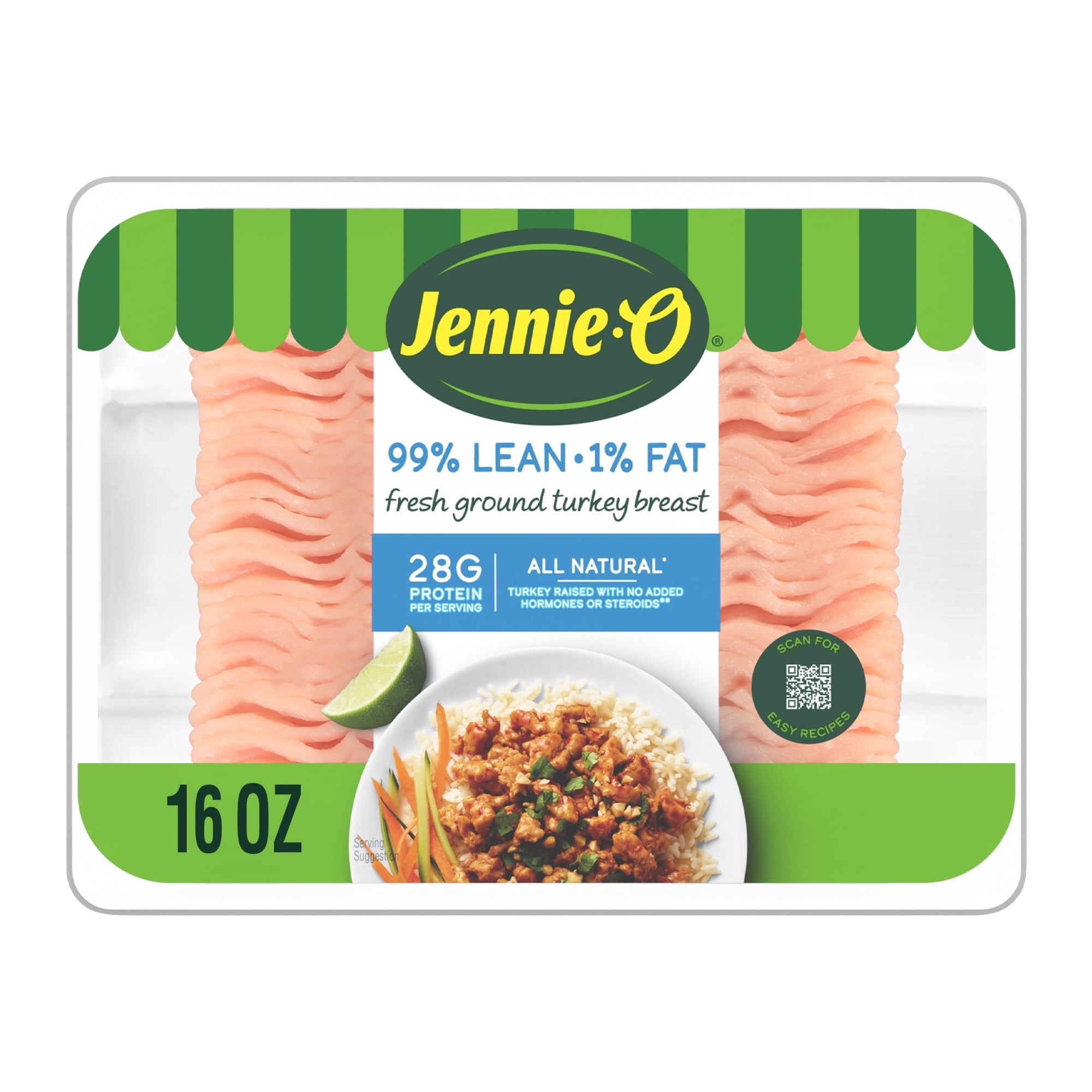JENNIE-O Ground Turkey Breast 99% Lean/1% Fat, Refrigerated, 16 oz Plastic Tray
