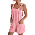thumbnail image 1 of Loose Style Overalls Boho Solid Color Square Collar Playsuits Sleeveless Rompers Summer Casual Clothes Jumpsuit, 1 of 15