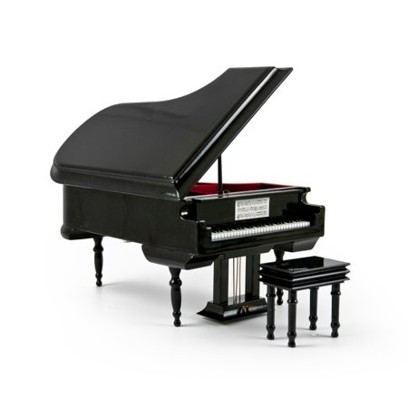 Sophisticated 18 Note Miniature Musical Hi-Gloss Black Grand Piano With Bench, Music Selection - Adeste Fideles (0 Come, All Ye (Best Places To Stay In Ireland)