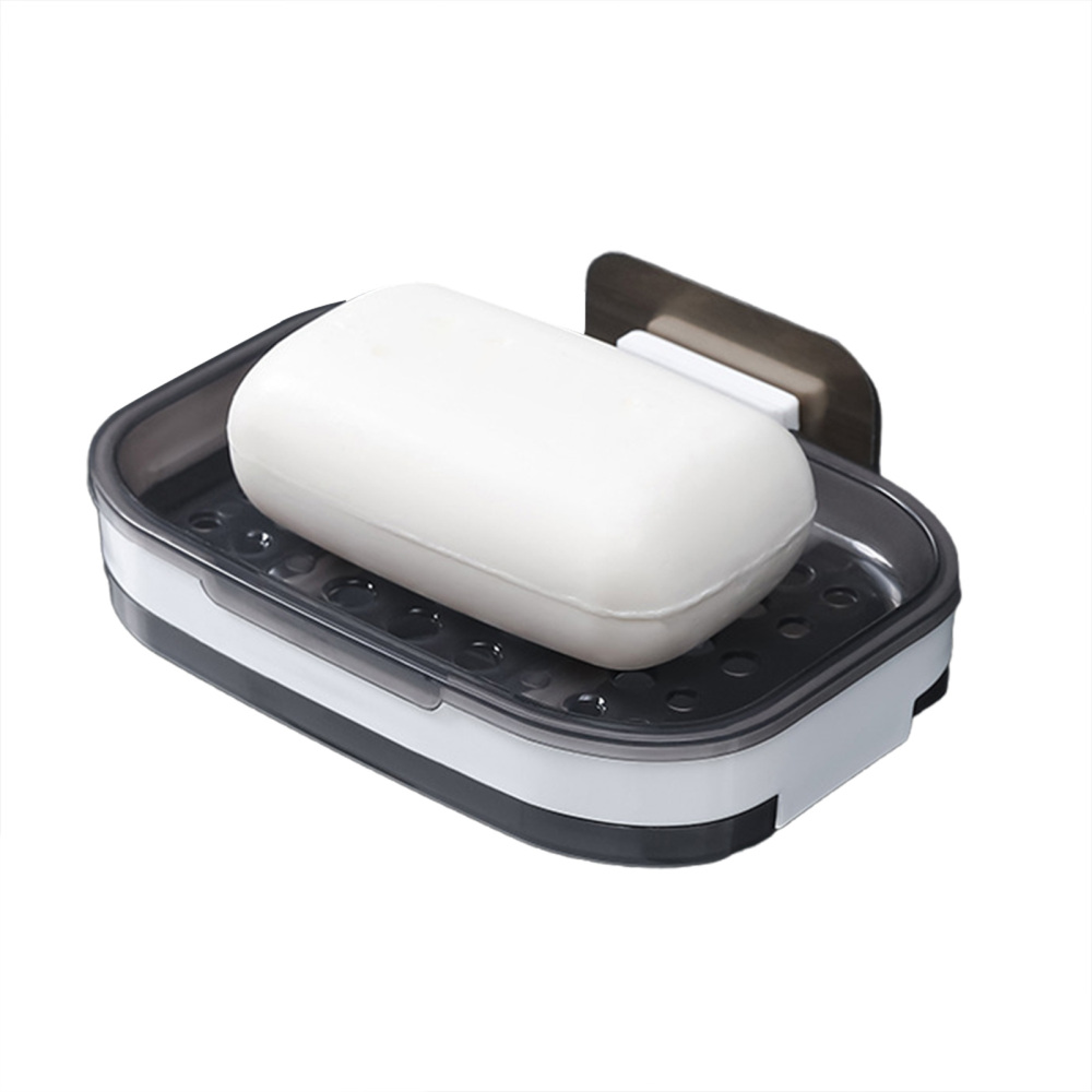 SelfAdhesive Soap Dishes Dual Layer SelfDraining Soap Box for Bathroom Shower with Drip Tray