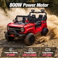 thumbnail image 3 of Joyracer 4WD 24V Ride On Toys Truck with Remote Control, 2 Seater 800W 9AH Powered Ride on Electric Car, Bluetooth MP3 Music, 4 Wheels Suspension, 3 Speeds, Red, 3 of 9
