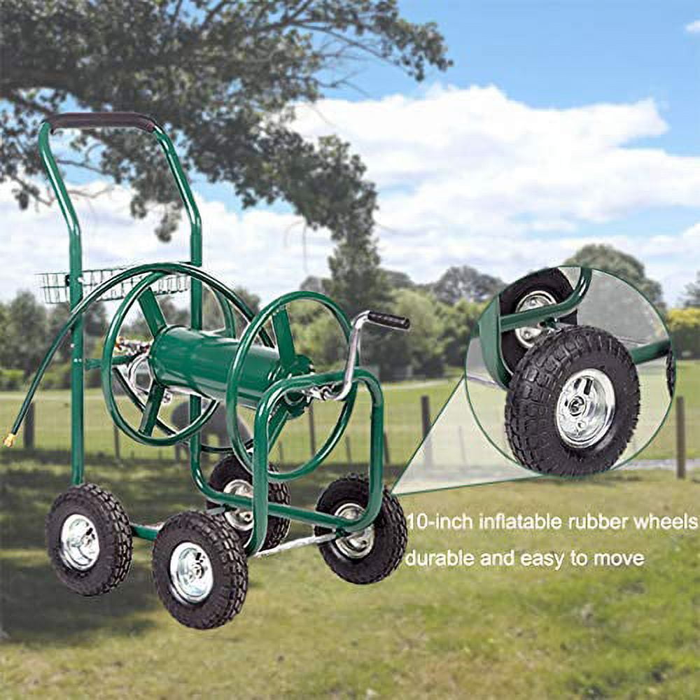 Garden Water Hose Reel Cart 300FT Outdoor Heavy Duty Yard Planting  W/Basket, 1 unit - QFC