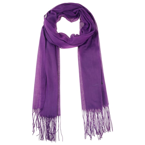 Bufanda de invierno cálida de imitación de cachemira INSPIRE CHIC, chal largo de color sólido con flecos para mujeres y hombres 78.7"x27.6" púrpura oscuro