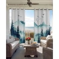 thumbnail image 4 of Blackout Curtains for Bedroom, Turquoise Forest Room Darkening Window Drapes for Living Room, Mountains Birds Fog Tree Scenery Thermal Insulated Grommet Curtains, 42x84 inch, 2 Panels, 4 of 9