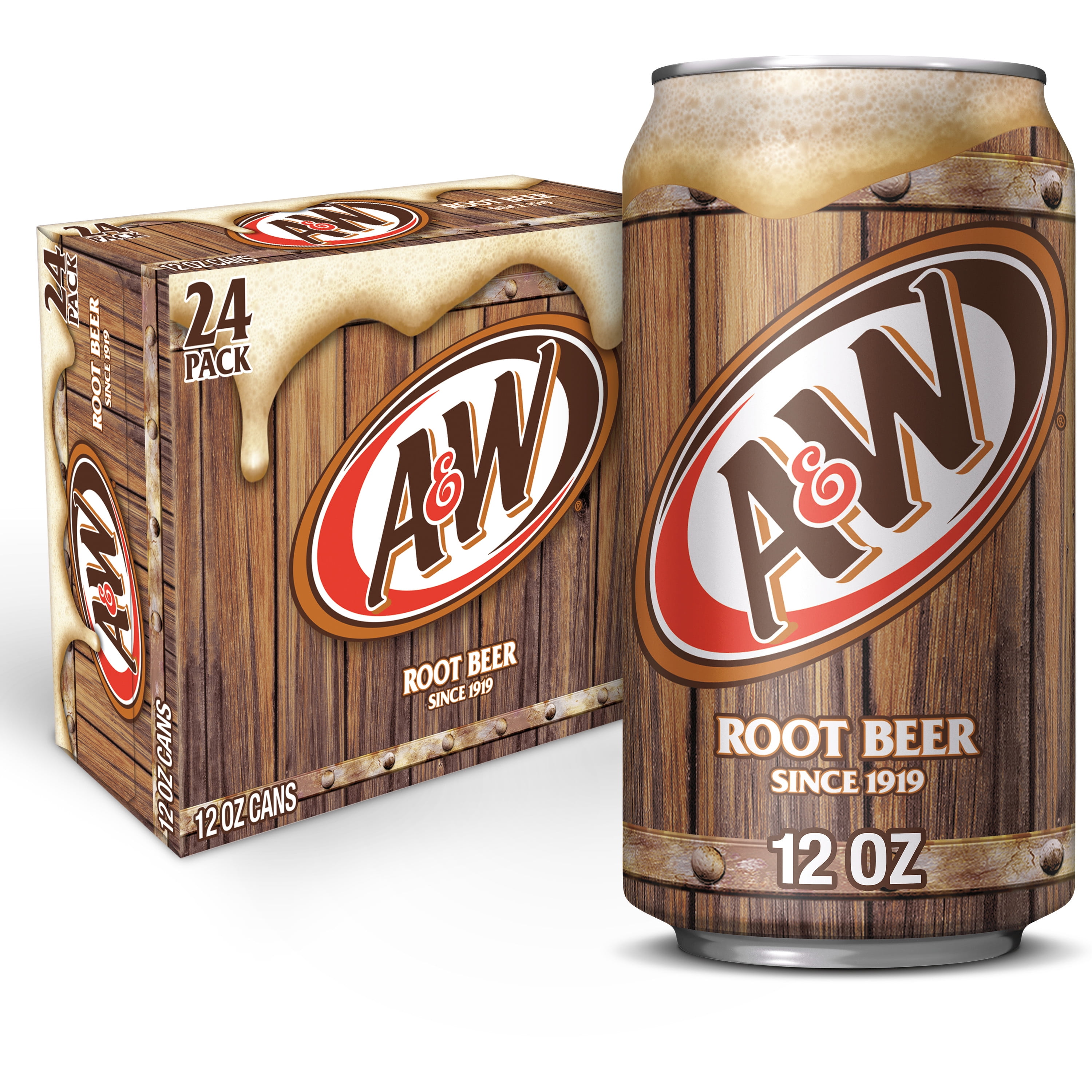A&W Caffeine-Free, Low Sodium Root Beer Soda Pop, 12 Fl Oz, 24 Pack...
