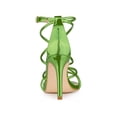 thumbnail image 2 of BLISSFUL STEP Women's Open Toe Strappy Straps Prom Stiletto Heels Sandals Green 8.5, 2 of 7