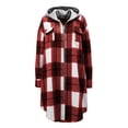 thumbnail image 5 of Trikvn Women's Long Plaid Coat Zip Up Hooded Jacket Longline Flannel Duster Outerwear Fall Trench Coat with Chest Pockets Casual Trendy Winter Overcoat, 5 of 6