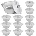 thumbnail image 1 of 12 PCS Disposable Aluminum Foil Pots with Lid, Round Foil Pans, Disposable Cookware Food Containers, Portable Foil Pots for Vacation Trips Camping Baking Heating Cooking, 1 of 5