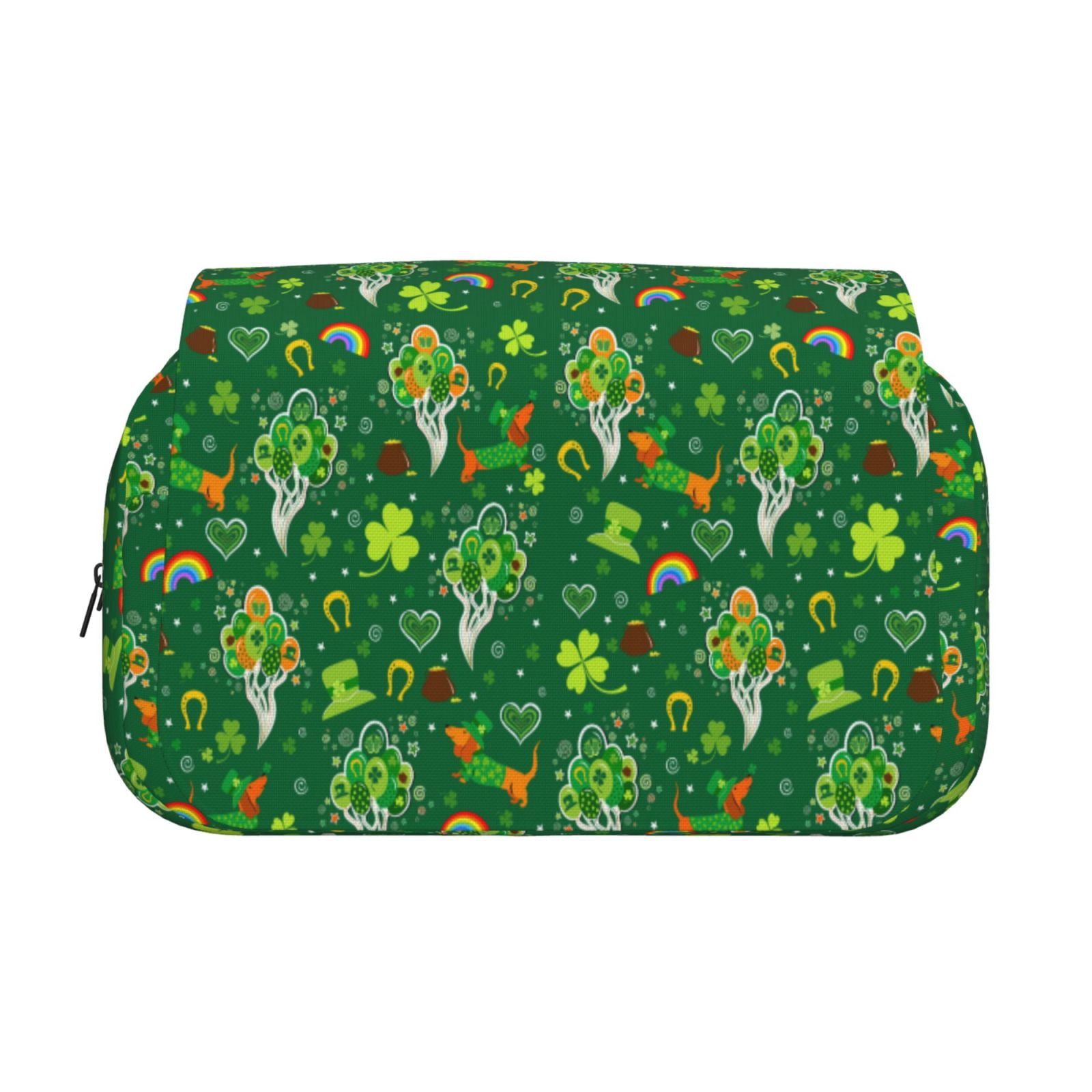 Rateoe St. Patrick's day Pattern Double Clamshell Pen Case, Storage Organizer with Two Zipper Compartments– Holds Up to 50 Pencils & Pens