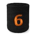 thumbnail image 2 of COUVER Embroidered Orange Number 6 Black Terry Cotton Athletic Wristbands 1 Pair (Mens), 2 of 11