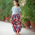 thumbnail image 4 of DISNIMO English Flag Butterfly Long Bloomer Pants Boys Harem Bloomers for Kids Harem Pants Soft Baggy Pants for Boys 13-16 Beach Pants for Boys Long Trousers Pants for Boys High Waisted Pants, 4 of 7