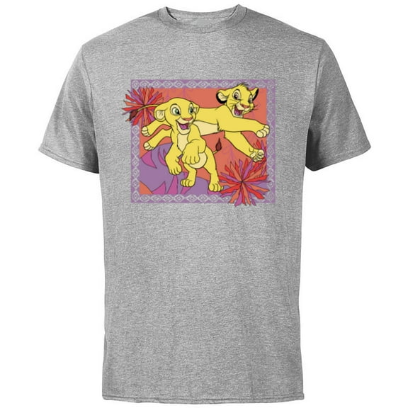 Disney The Lion King 30th Anniversary Simba & Nala Cubs - Short Sleeve Cotton T-Shirt for Adults - Customized-Athletic Heather