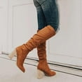 thumbnail image 6 of Wavsuf Cowgirl Boots for Women Flock Winter with High Heel Knee High with Fuzz Brown Shoes Size 35, 6 of 8