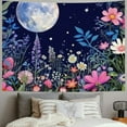 thumbnail image 2 of Creowell  Aesthetic Moon Flower Tapestry, Starry Sky Plant Floral Tapestry Wall Hanging For Bedroom, Nature Scenery Tapestry Wall Decor  60x50inch, 2 of 6