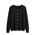 thumbnail image 2 of Womens Sweaters Round Neck Long Sleeve Cardigan Autumn And Winter Models Of Classic Versatile Basic Knitwear Large Size Jacket Fall Clothes For Women ,Black, 2 of 7