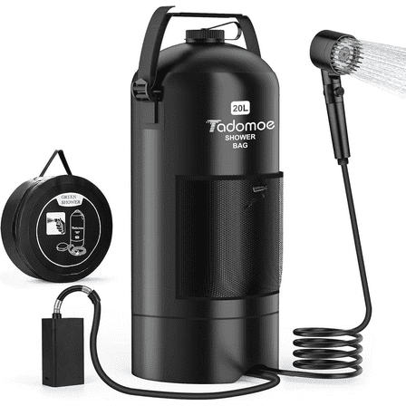 Portable Shower for Camping, 5-Gallon Shower Bag for Camping,Battery Powered Sho