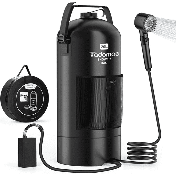 Portable Shower for Camping, 5-Gallon Shower Bag for Camping,Battery Powered Sho