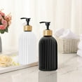thumbnail image 3 of 500ml Strip Soap Dispenser with Bamboo Pump Refillable Hand Pump Bottle for Shampoo Conditioner Bathroom Liquid Lotion Container (1x Black 1x White,500ml), 3 of 7