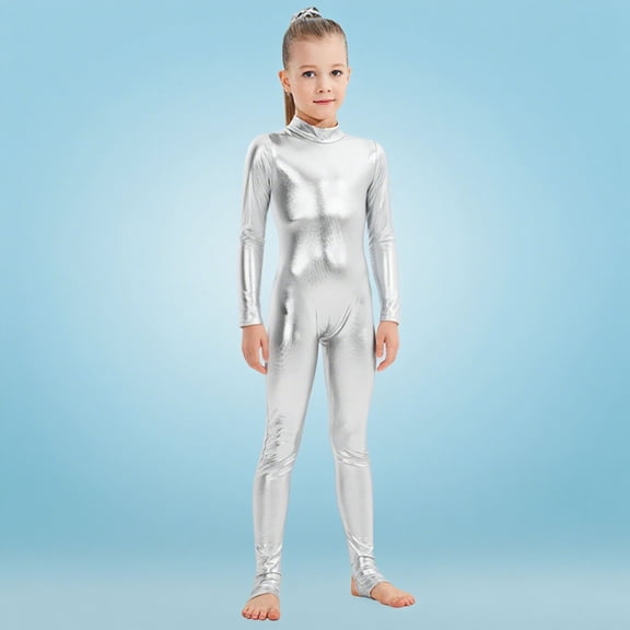 ATOGUTA Jumpsuit for Girls Unisex Kids Jumpsuits Long Sleeve Rompers Performance Outfits Size 1T-12, Silver