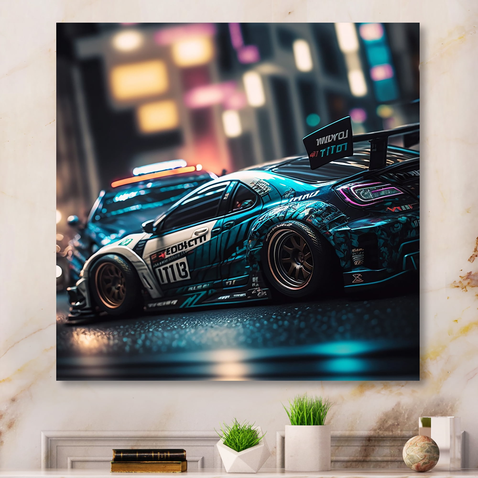 Designart Tunning Car Drifting In Toyko II Canvas Wall Art