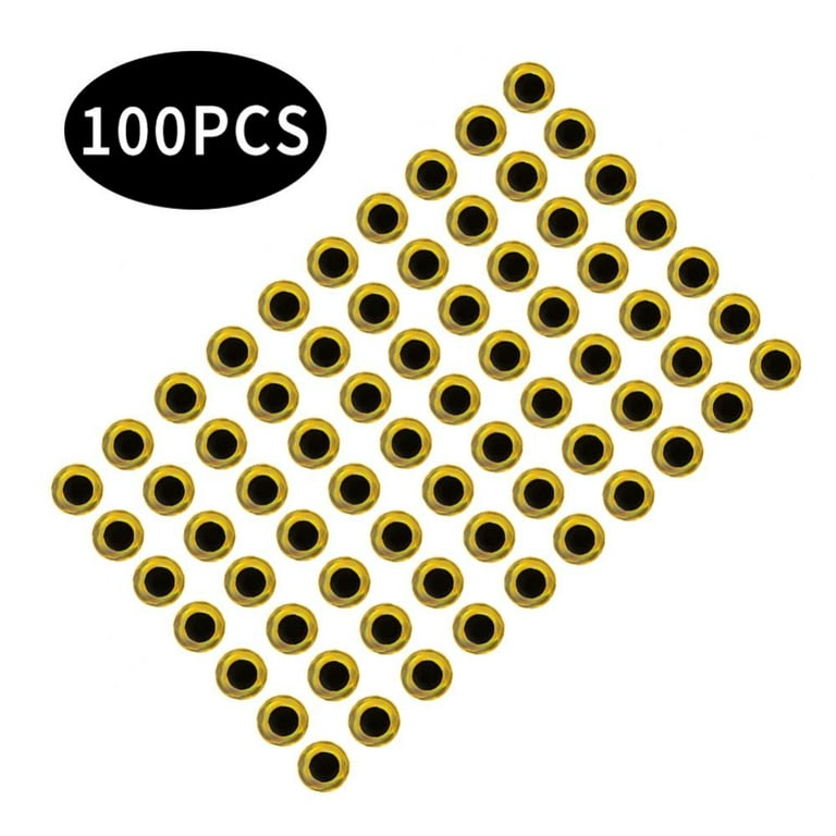 100pcs Fishing Lure Eyes Holographic 3D 3mm 4mm 5mm 6mm Simulation Fly Fishing Minnow Artificial Fish DIY Eye Fishing Tackle, Size: 5 mm, Gold