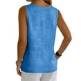 thumbnail image 6 of Womens Tank Tops Cotton Linen V Neck Sleeveless Loose Fit Blue Tank Tops for Women, 6 of 9