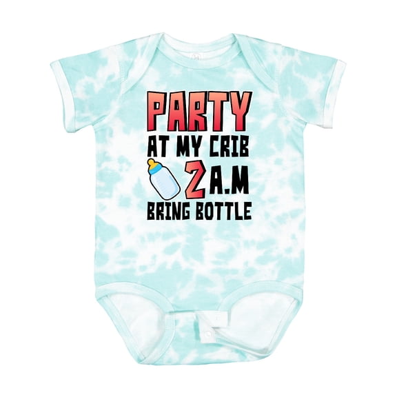 Inktastic Party at My Crib 2 A.m. Bring Bottle Baby Humor Boys or Girls Baby Bodysuit