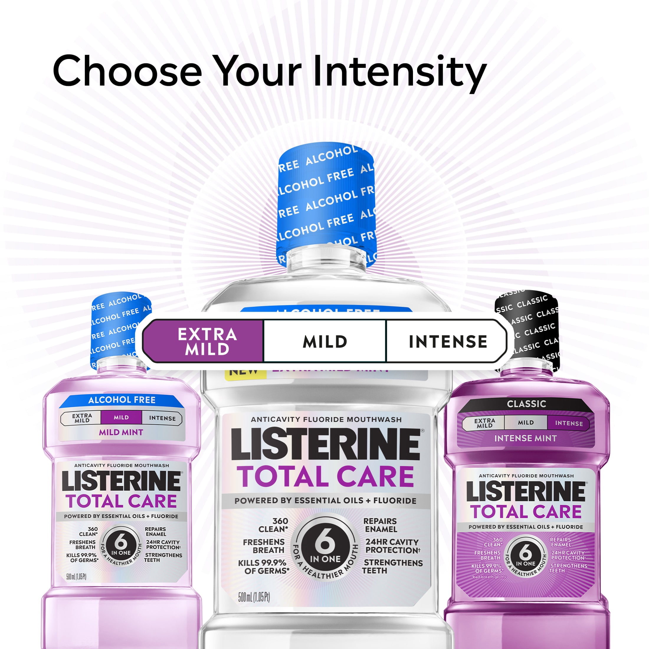 Listerine Total Care Extra Mild Alcohol-Free Anticavity Mouthwash 1L