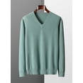 thumbnail image 1 of MVLYFLRT New Merino Wool Sweater Men's V-neck Pullover Top 2023 Autumn Winter Knitted Casual Loose 100% Pure Wool Jacket, 1 of 5