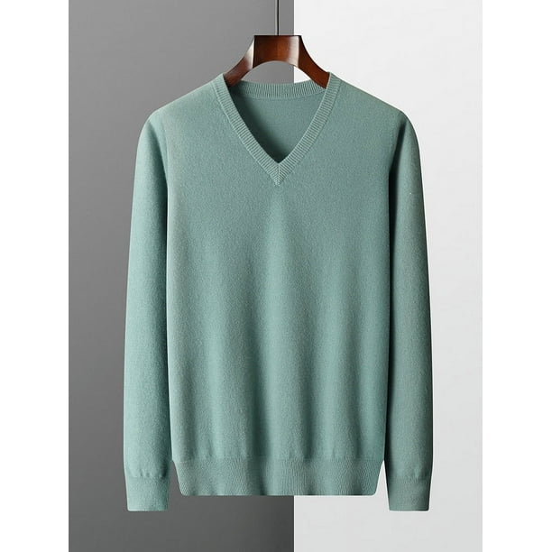 MVLYFLRT New Merino Wool Sweater Men's V-neck Pullover Top 2023 Autumn Winter Knitted Casual Loose 100% Pure Wool Jacket