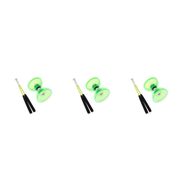 Maytalsory Jouet Chinois à Double Embout Triple Roulement Diabolo Yoyo Vert 12cm 3Ensemble