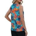 thumbnail image 5 of Gamivast Summer Tank Tops for Women Print V-Neck Flowy Fit Pleated Front Blouse Soft Breathable Chiffon Sleeveless Shirts Beach Vacation Daily Casual Lounge outfits, 5 of 8