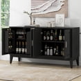 thumbnail image 3 of 4-Door Sideboard Storage Cabinet with Door Shelf for Living Room and Dining Room, Two Large Cabinets with Adjustable Shelf, Black, 3 of 9
