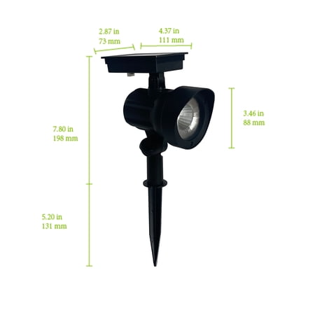 MAINSTAYS SOLAR POWERED BLACK LED LANDSCAPE SPOT LIGHT, 30 LUMENS (2 COUNT)